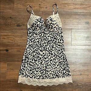 Victoria's Secret Black and Cream Leopard Print Chemise